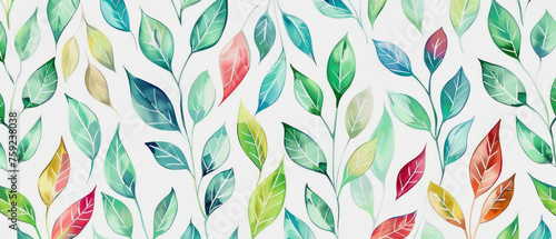 illustration of a colorful leaves background in watercolor style