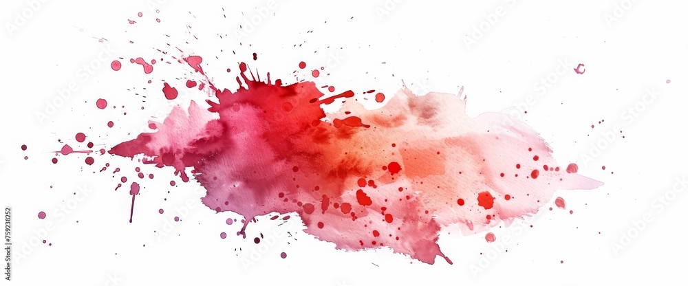 Elegant red watercolor splatter creates a dynamic, passionate visual on a pristine white surface.