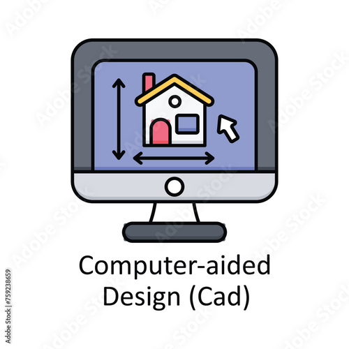 Computer-aided Design (Cad)  vector filled outline icon design illustration. Manufacturing units symbol on White background EPS 10 File