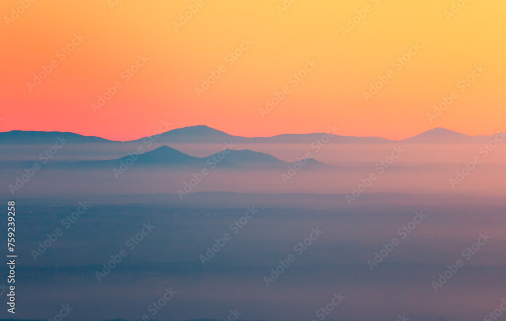 Misty sunrise over Siete Picos, Sierra de Guadarrama Misty sunrise over Siete Picos, Sierra de Guadarrama