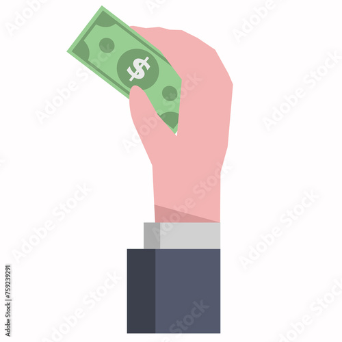 hand will give money. suitable for business themes. work, finances, salary. flat vector illustration.