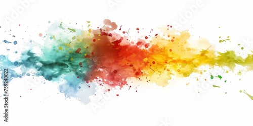 Vibrant watercolor splash in a spectrum of colors on a white background, evoking creativity and artistic expression.