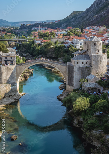 Old Bridge - Stari Most over Neretva river in Mostar city, Bosnia and Herzegovina