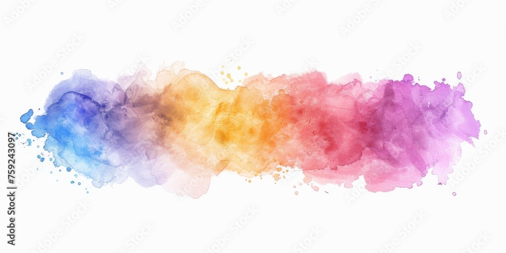 Lively watercolor smear with bold streaks of yellow, pink, and purple, symbolizing energy and movement on a stark white backdrop.