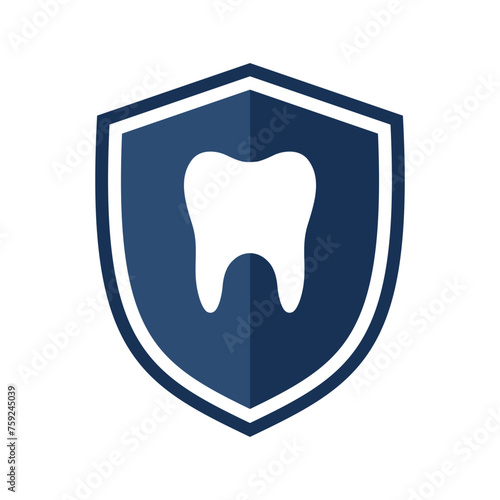 Shield icon with tooth, illustration