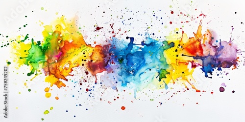 Explosive rainbow watercolor splatter on white, symbolizing joy and the unleashing of creativity.