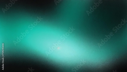 black green teal empty space grainy noise grungy texture color gradient rough abstract background shine bright light and glow template