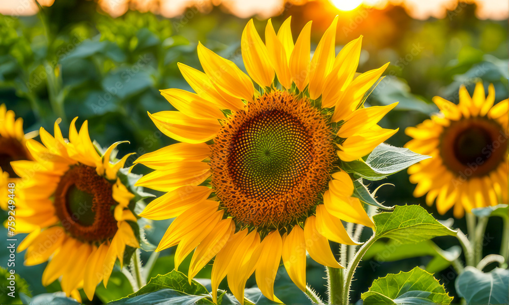 field of sunflowers, summer background