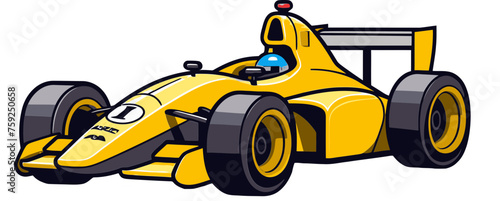 Formula Car Vector Illustration with Detailed Engine and Chassis