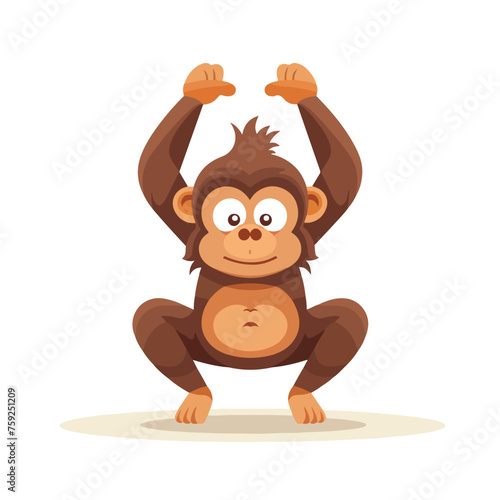 Illustration of a monkey doing hand stands flat vec