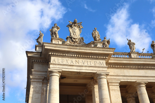 Detail of colonnade at Saint Peters Square in the Vatican