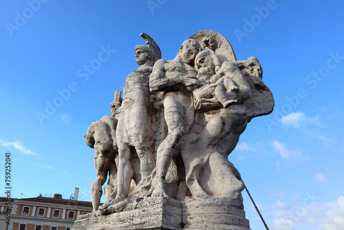 Sculpture of Victor Emanuel II Bridge in Rome, Italy photo