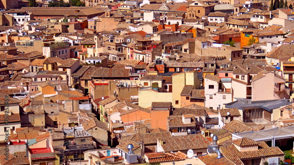 Toledo aerial view houses roofs historic city corpus tourism vacations