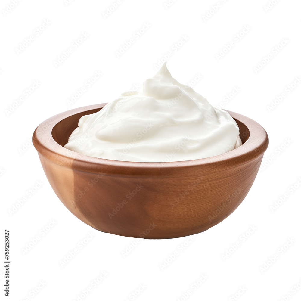 Curd in Wooden Bowl Isolated Transparent PNG Format Curd in Wooden Bowl Isolated Transparent PNG Format