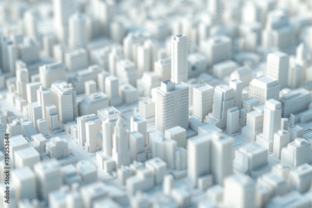Top view of abstract modern city downtown looking as white ...