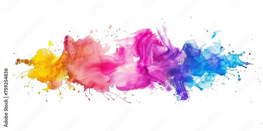 Lively watercolor splash with a gradient from a tranquil blue to a playful pink and a radiant yellow, conveying a sense of freedom and creativity.
