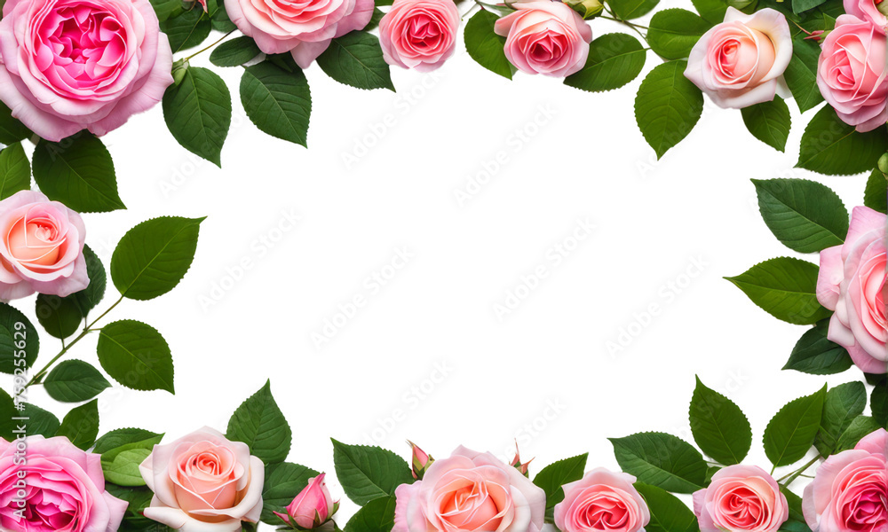 pink roses frame greeting or letter invitation trans parent png