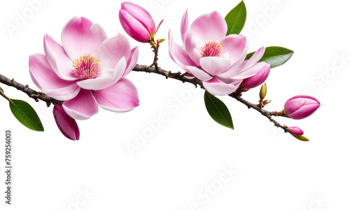 pink magnolia flower isolated on white or transparent png clip art