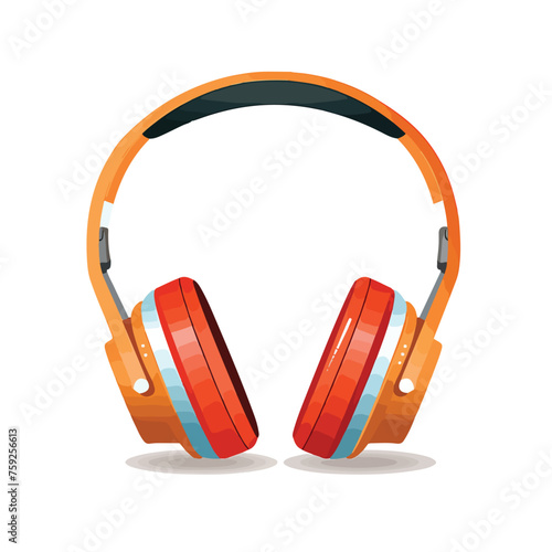 Illustration of headphones on white flat vector ill