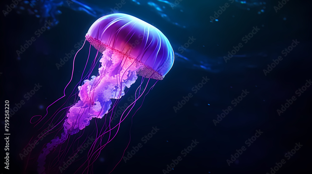 Naklejka premium Vibrant jellyfish glide gracefully in the ocean water