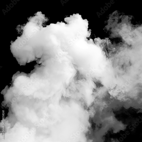 white smoke on black background for graphic designs, white cloud on black background, generative AI
