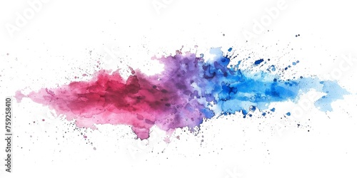 Dynamic watercolor splash in bold blue and pink hues on a white canvas, capturing the essence of artistic spontaneity.