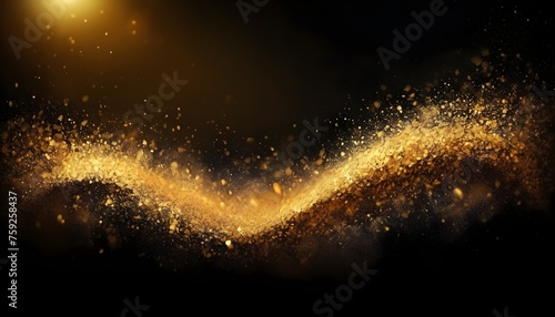 Gold dust waves on dark background wallpaper card texture