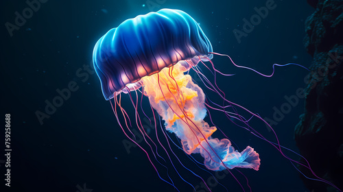 Vibrant jellyfish glide gracefully in the ocean water