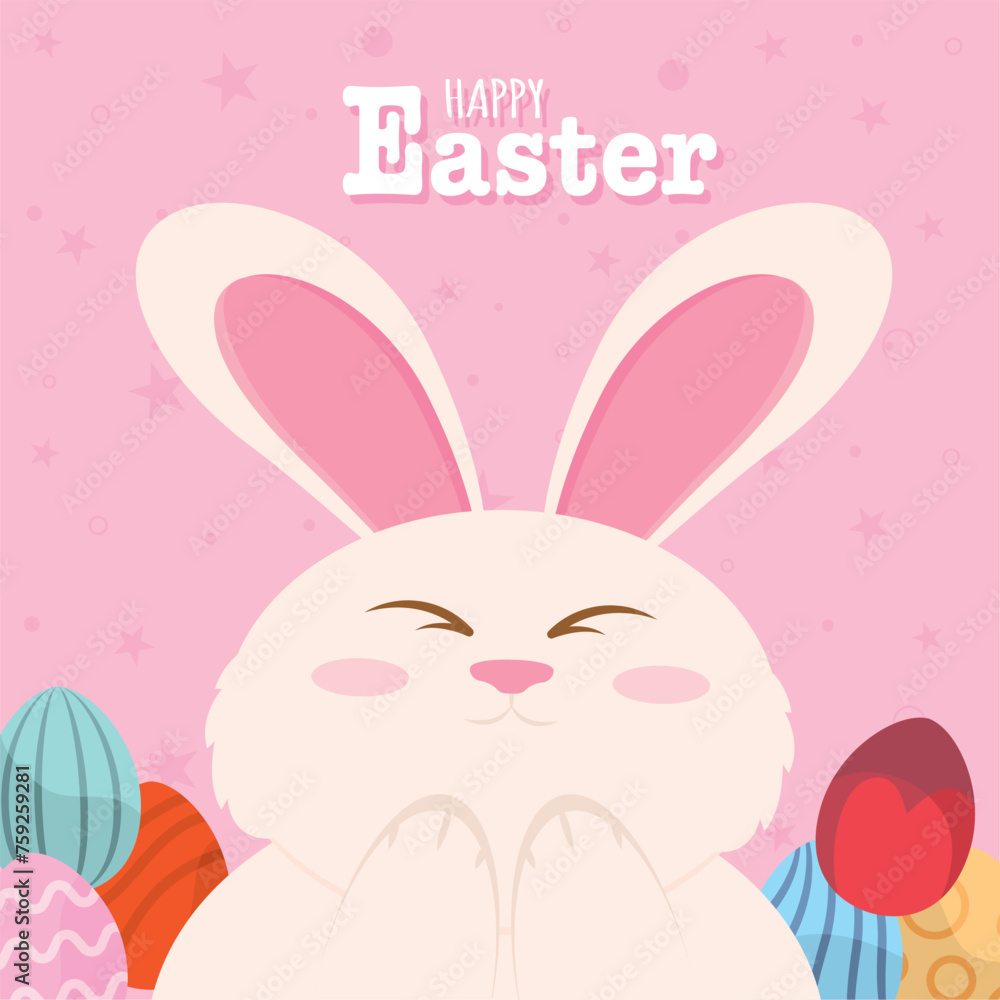 Happy easter card Cute bunny Vector Happy easter card Cute bunny Vector