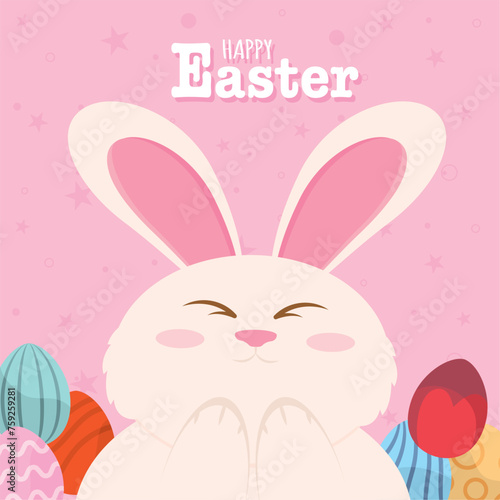 Happy easter card Cute bunny Vector