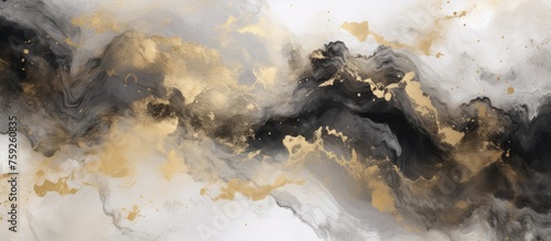 Abstract Black, White, Gold, and Yellow Marble Texture