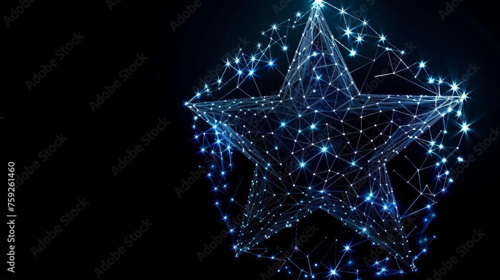 Futuristic Wireframe Star with Glowing Connections on Isolated Background Futuristic Wireframe Star with Glowing Connections on Isolated Background