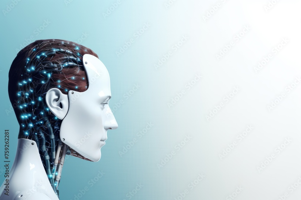 A side profile of a humanoid robot head with intricate circuit patterns, depicting advanced AI design. Artificial Intelligence Humanoid Head Side Profile A side profile of a humanoid robot head with intricate circuit patterns, depicting advanced AI design. Artificial Intelligence Humanoid Head Side Profile