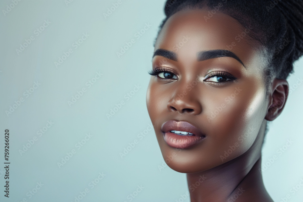beautiful black woman in full makeup on white background for cosmetics, massage and beauty industry advertisements, generative AI beautiful black woman in full makeup on white background for cosmetics, massage and beauty industry advertisements, generative AI