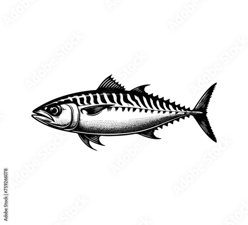 Atlantic Mackerel Fish hand drawn vector illustration