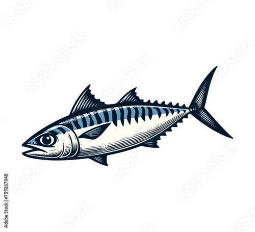 Atlantic Mackerel Fish hand drawn vector illustration