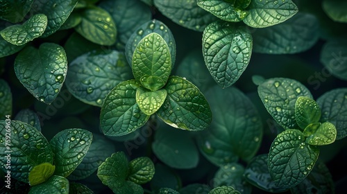 Background with green bright fresh leaves