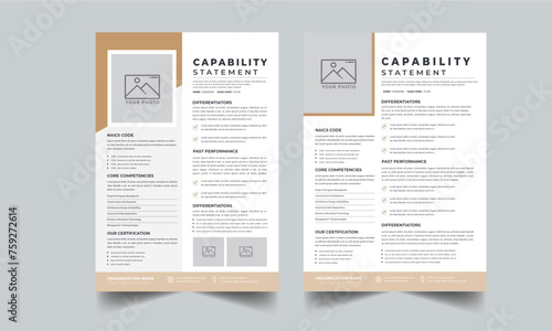 Capability Statement design template layout with 2 concept 