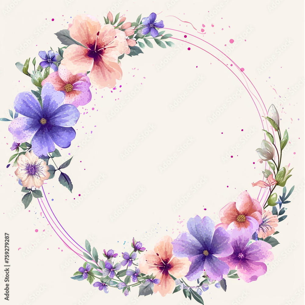watercolor flowers illustration with leaves