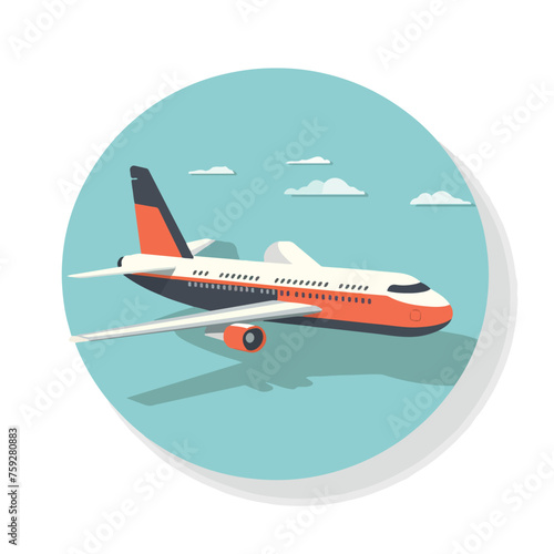Paper clipped sticker aircraft airliner. Isolated 