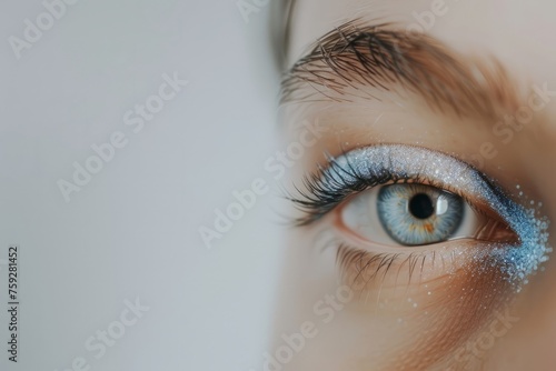 Eyelashes, eye shadow makeup close-up photos,