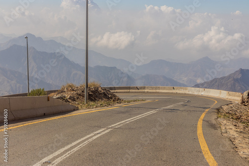 Winding road in Al Souda mountains, Saudi Arabia