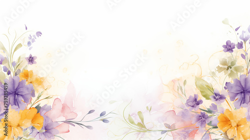 Elegant purple Watercolor Floral Design on Soft Pastel Background. © M.IVA