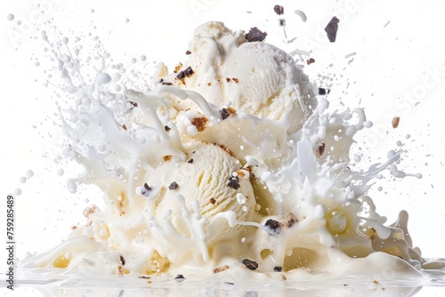 Delicious ice cream explodes, cold in summer
