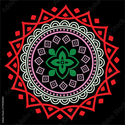 Colorful round ornament Mandala art design