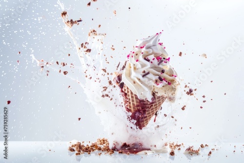 Delicious ice cream explodes, cold in summer