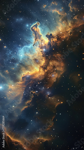 Background with space. Early universe, hot dense energy, cosmic glow. © Bogdan