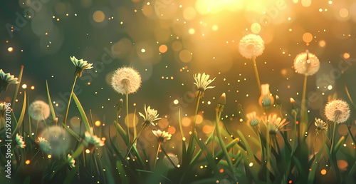 dandelions in the spring background