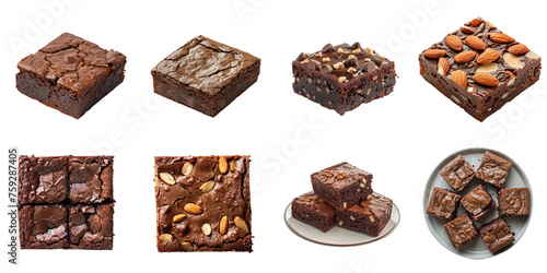 Set of Brownie mockup in 3d without backoground png for decoration.