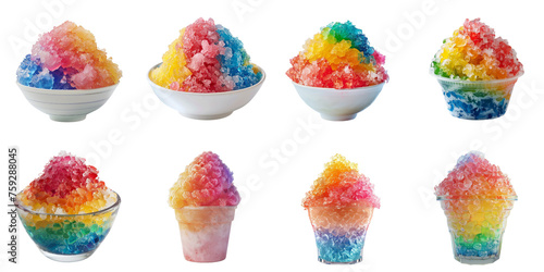 Set of shave ice mockup in 3d without backoground png for decoration. photo